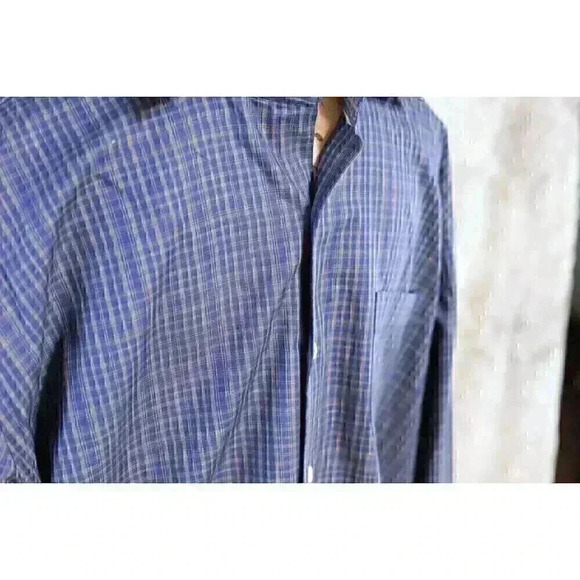 Peter Millar small plaid blue/grey button down shirt size XL - Picture 3 of 13